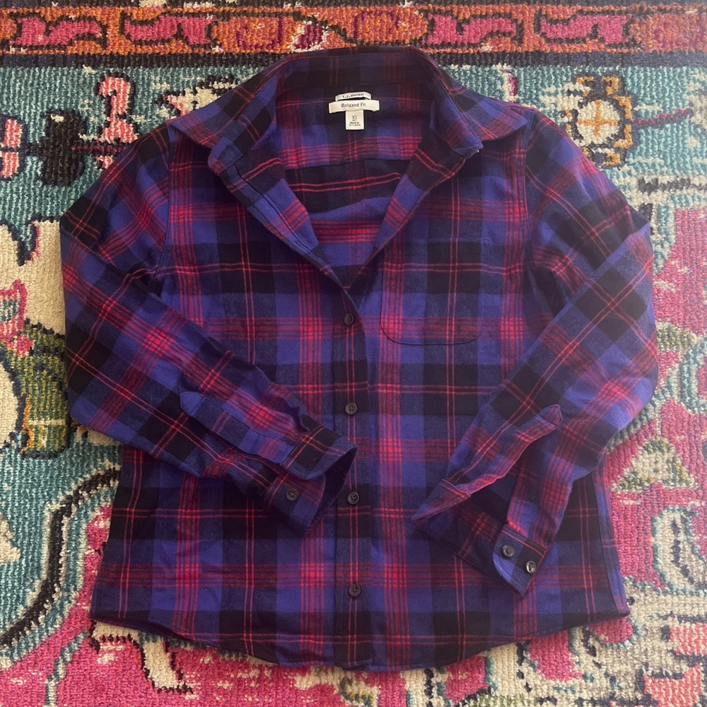 L.L. Bean women’s Plaid Button-Down Shirt - Purple and Red